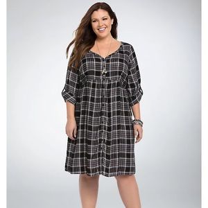 Plaid Button Down Shirt Dress